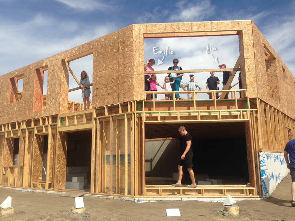 Jim and Emilie Zeibin, touring their Passive House with their extended family.